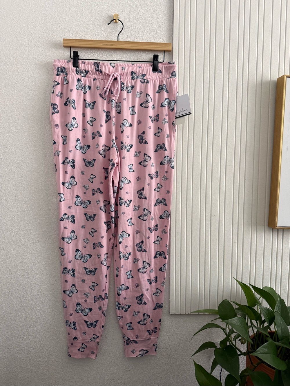 Roudelain Pink Butterfly Print Pajama Pants